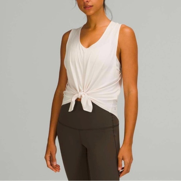 lululemon athletica Tops - Lululemon Flow Y 2-in-1 Yoga Tank Top A–C Cups White Opal Size 4